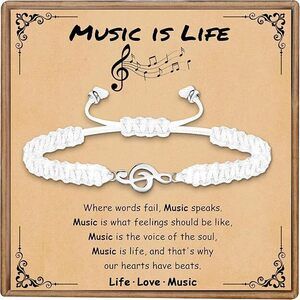 Music Gifts For Men And Women, Music White Bracelets With Musical Note Charm